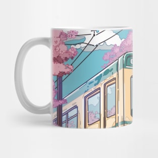 The Japanese train and the spring traveling Mug